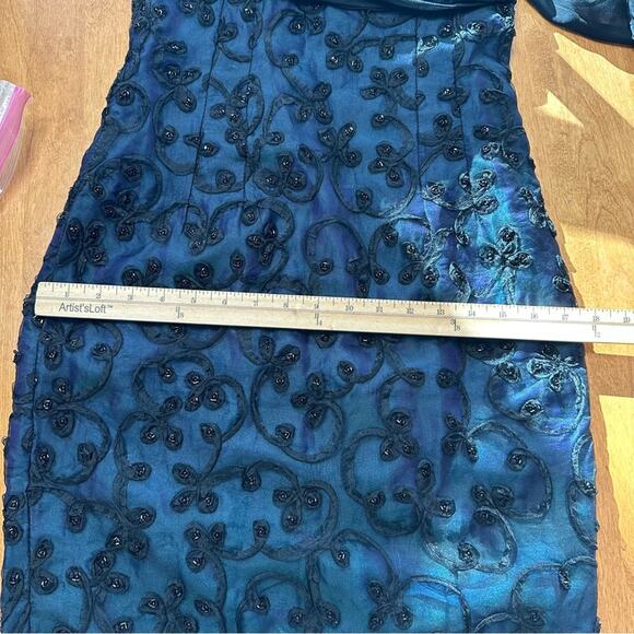 Stunning VTG Denise Hajjar Cocktail Dress Sheer Cowl Neck Beaded Timeless US S - Picture 8 of 9